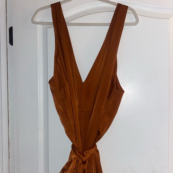 ELOQUII - rust satin maxi dress with belt - Picture 2 of 5